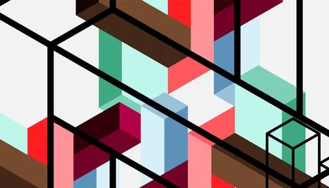 Abstract background. 3d cubes, cubic elements and blocks. Techno or business Illustrazione stock