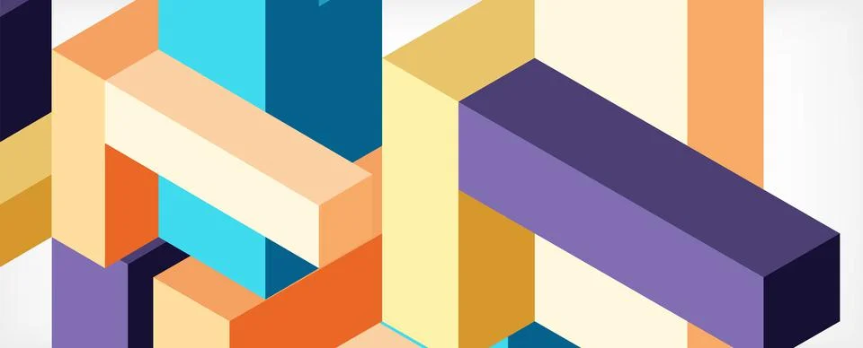 Abstract background. 3d cubes, cubic elements and blocks. Techno or business 스톡 일러스트