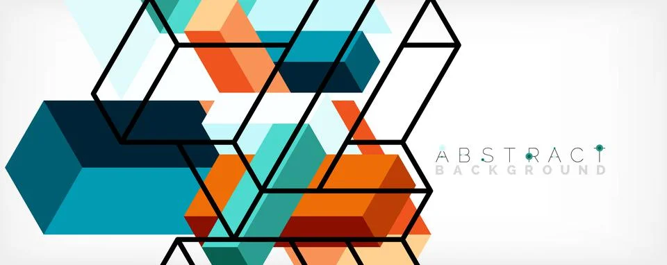 Abstract background. 3d cubes, cubic elements and blocks. Techno or business Stock Illustration