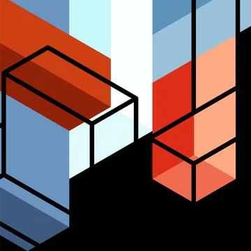 Abstract background. 3d cubes, cubic elements and blocks. Techno or business Illustrazione stock