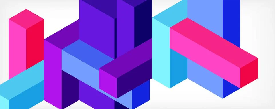 Abstract background. 3d cubes, cubic elements and blocks. Techno or business 库存插图