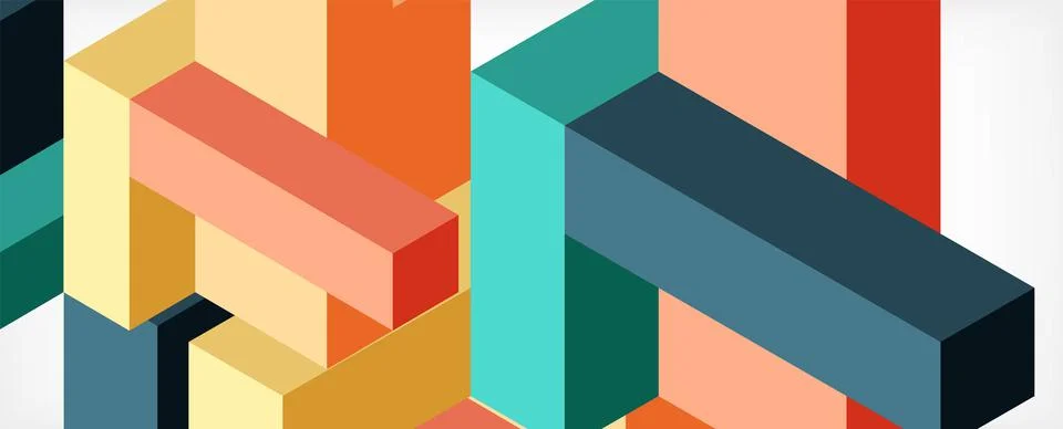 Abstract background. 3d cubes, cubic elements and blocks. Techno or business 库存插图