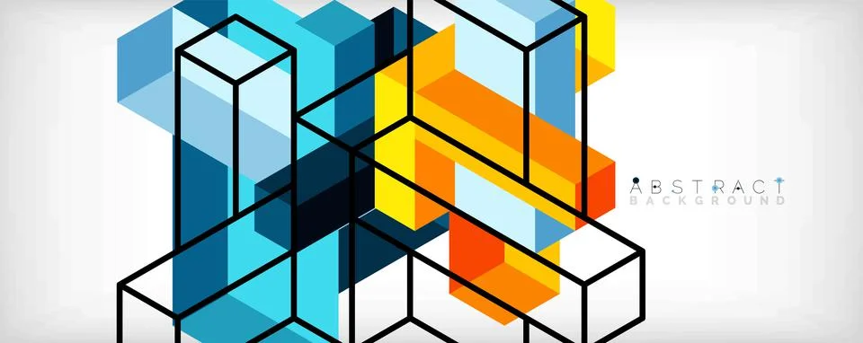 Abstract background. 3d cubes, cubic elements and blocks. Techno or business 스톡 일러스트