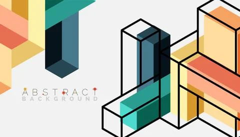 Abstract background. 3d cubes, cubic elements and blocks. Techno or business 스톡 일러스트