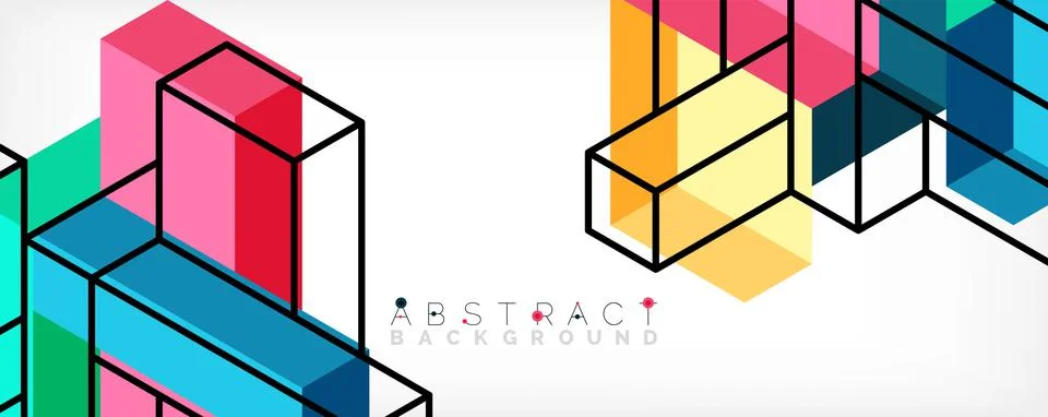 Abstract background. 3d cubes, cubic elements and blocks. Techno or business Illustrazione stock