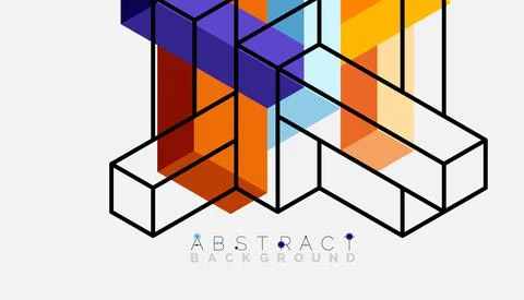 Abstract background. 3d cubes, cubic elements and blocks. Techno or business Stock Illustration