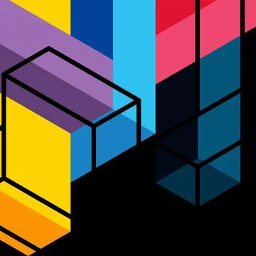 Abstract background. 3d cubes, cubic elements and blocks. Techno or business Stock Illustration