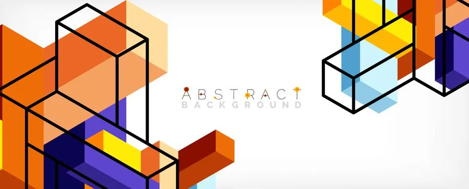 Abstract background. 3d cubes, cubic elements and blocks. Techno or business Stock Illustration