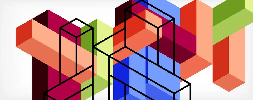 Abstract background. 3d cubes, cubic elements and blocks. Techno or business 스톡 일러스트