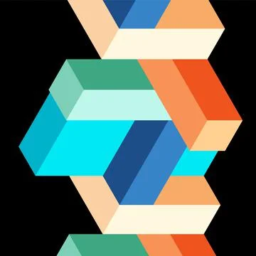 Abstract background. 3d cubes, cubic elements and blocks. Techno or business Illustrazione stock