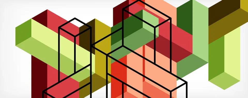 Abstract background. 3d cubes, cubic elements and blocks. Techno or business Illustrazione stock