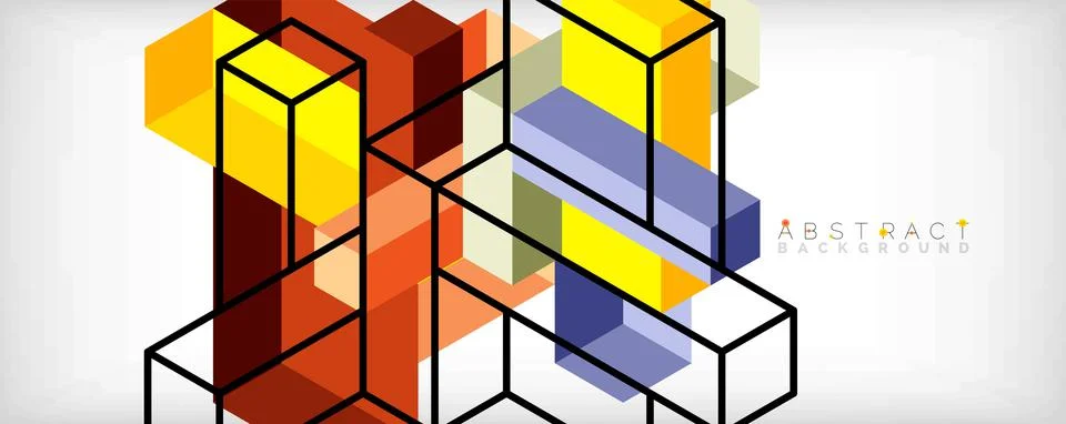 Abstract background. 3d cubes, cubic elements and blocks. Techno or business Illustrazione stock