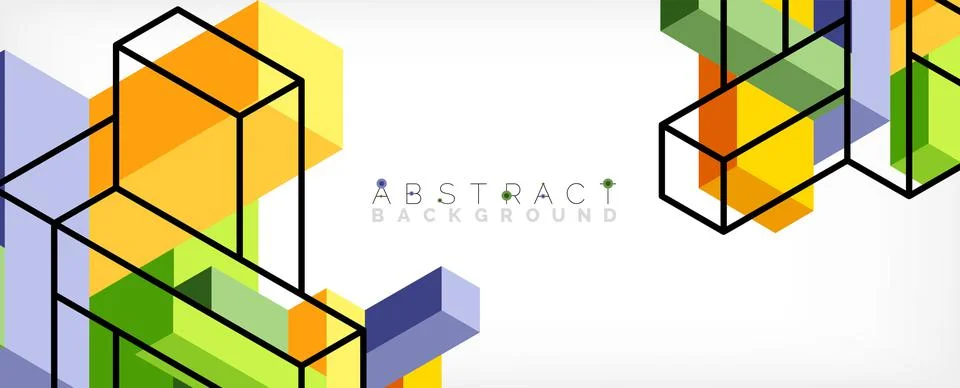 Abstract background. 3d cubes, cubic elements and blocks. Techno or business Illustrazione stock