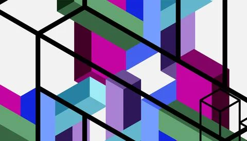 Abstract background. 3d cubes, cubic elements and blocks. Techno or business Illustrazione stock