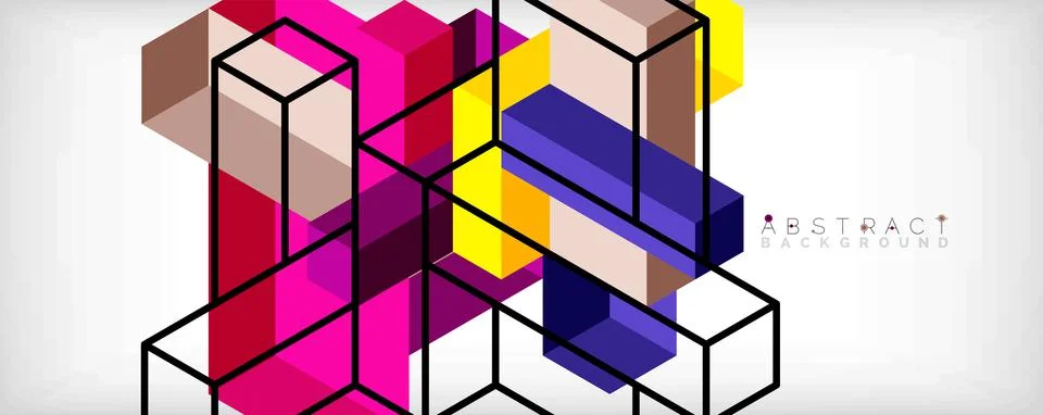 Abstract background. 3d cubes, cubic elements and blocks. Techno or business イラスト素材