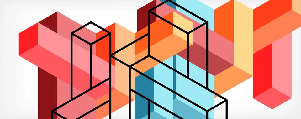 Abstract background. 3d cubes, cubic elements and blocks. Techno or business Stock Illustration