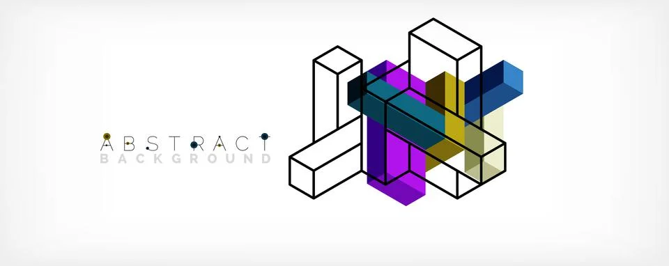 Abstract background. 3d cubes, cubic elements and blocks. Techno or business Illustrazione stock