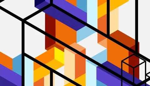Abstract background. 3d cubes, cubic elements and blocks. Techno or business Stock Illustration