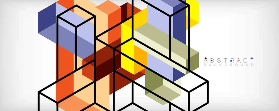 Abstract background. 3d cubes, cubic elements and blocks. Techno or business 스톡 일러스트