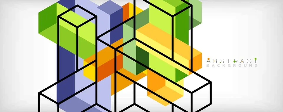 Abstract background. 3d cubes, cubic elements and blocks. Techno or business Illustrazione stock