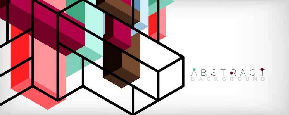 Abstract background. 3d cubes, cubic elements and blocks. Techno or business イラスト素材