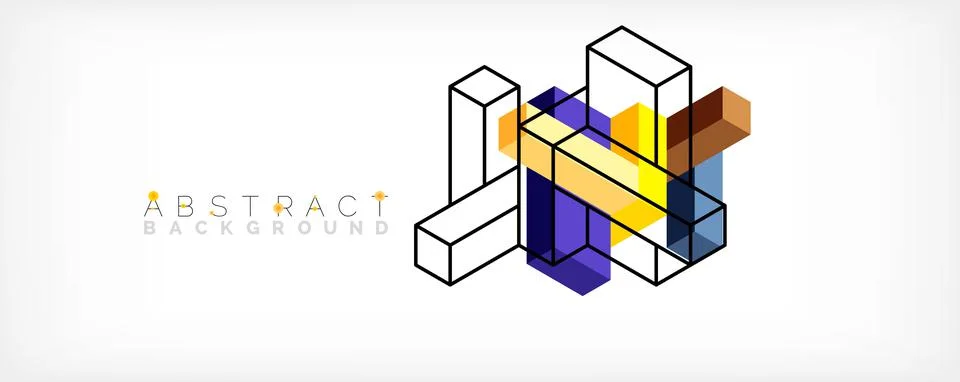 Abstract background. 3d cubes, cubic elements and blocks. Techno or business Illustrazione stock