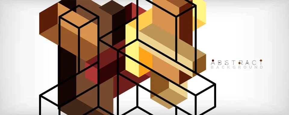 Abstract background. 3d cubes, cubic elements and blocks. Techno or business 스톡 일러스트