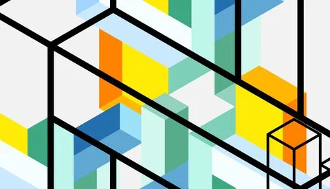 Abstract background. 3d cubes, cubic elements and blocks. Techno or business Stock Illustration