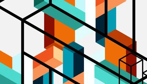 Abstract background. 3d cubes, cubic elements and blocks. Techno or business Stock Illustration