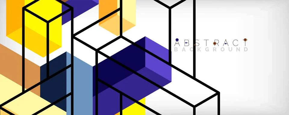 Abstract background. 3d cubes, cubic elements and blocks. Techno or business Illustrazione stock