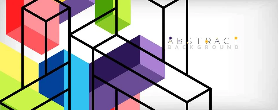 Abstract background. 3d cubes, cubic elements and blocks. Techno or business 스톡 일러스트