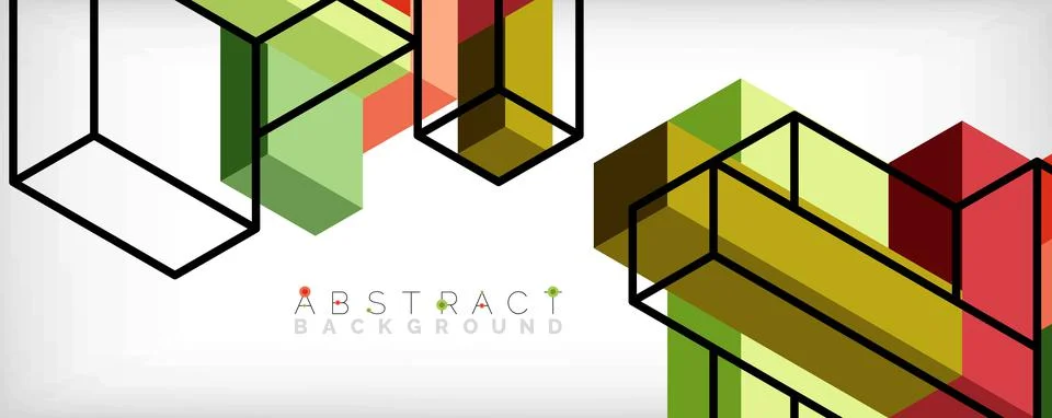 Abstract background. 3d cubes, cubic elements and blocks. Techno or business Illustrazione stock