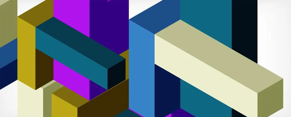 Abstract background. 3d cubes, cubic elements and blocks. Techno or business Stock Illustration