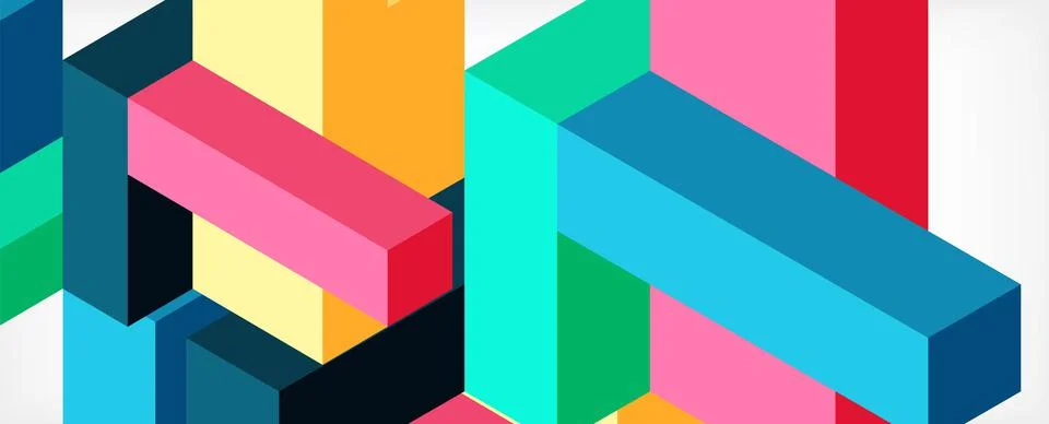 Abstract background. 3d cubes, cubic elements and blocks. Techno or business Stockillustratie