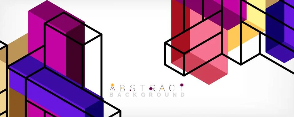 Abstract background. 3d cubes, cubic elements and blocks. Techno or business Illustrazione stock