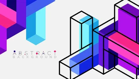 Abstract background. 3d cubes, cubic elements and blocks. Techno or business 스톡 일러스트