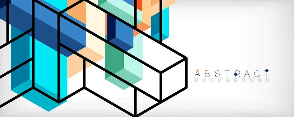 Abstract background. 3d cubes, cubic elements and blocks. Techno or business 스톡 일러스트