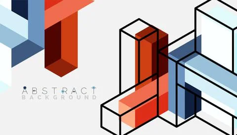 Abstract background. 3d cubes, cubic elements and blocks. Techno or business Illustrazione stock