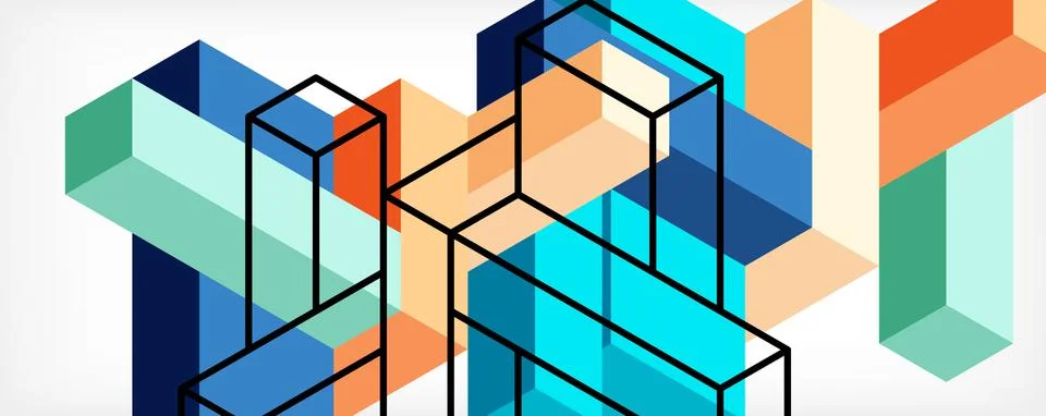 Abstract background. 3d cubes, cubic elements and blocks. Techno or business イラスト素材