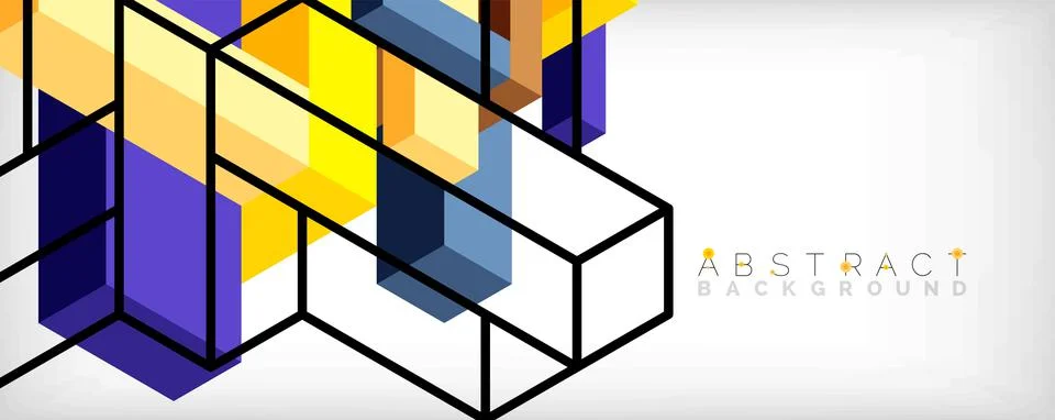 Abstract background. 3d cubes, cubic elements and blocks. Techno or business Stockillustratie