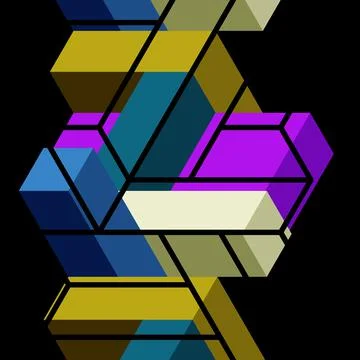 Abstract background. 3d cubes, cubic elements and blocks. Techno or business 스톡 일러스트