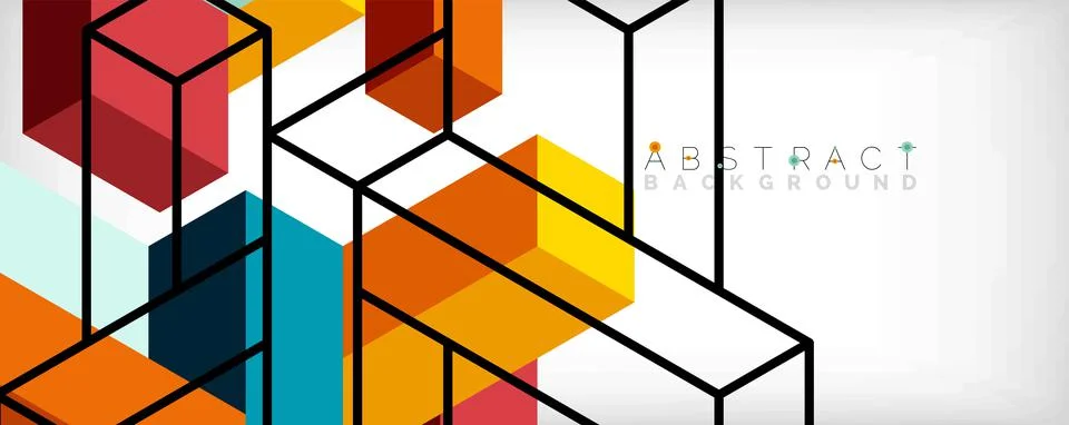 Abstract background. 3d cubes, cubic elements and blocks. Techno or business Illustrazione stock