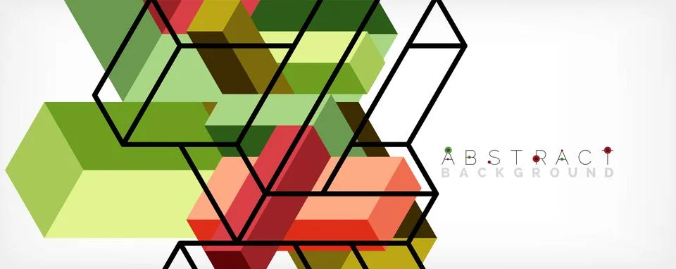 Abstract background. 3d cubes, cubic elements and blocks. Techno or business Illustrazione stock