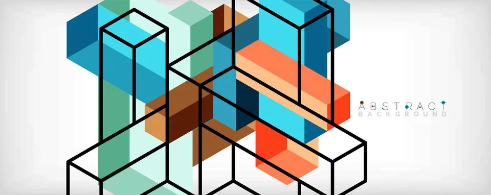 Abstract background. 3d cubes, cubic elements and blocks. Techno or business イラスト素材