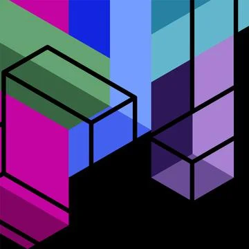 Abstract background. 3d cubes, cubic elements and blocks. Techno or business Illustrazione stock