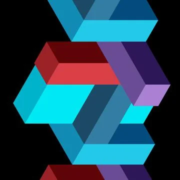 Abstract background. 3d cubes, cubic elements and blocks. Techno or business Illustrazione stock