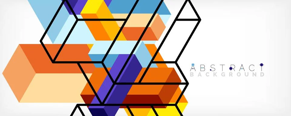 Abstract background. 3d cubes, cubic elements and blocks. Techno or business 스톡 일러스트