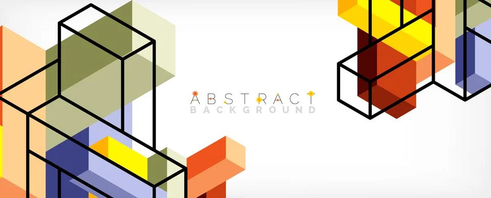 Abstract background. 3d cubes, cubic elements and blocks. Techno or business 库存插图