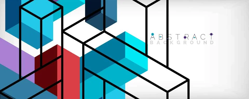 Abstract background. 3d cubes, cubic elements and blocks. Techno or business Stock Illustration