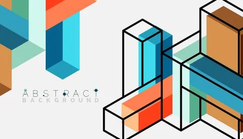 Abstract background. 3d cubes, cubic elements and blocks. Techno or business Illustrazione stock